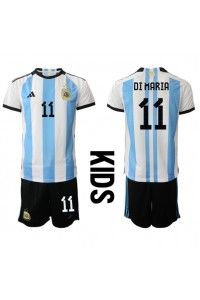 Argentinië Angel Di Maria #11 Babytruitje Thuis tenue Kind WK 2022 Korte Mouw (+ Korte broeken)